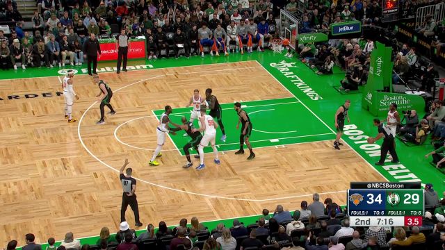 【2023年11月14日 尼克斯vs凯尔特人集锦】天助自助者！哈腾高难度三分极限出手打板撞进