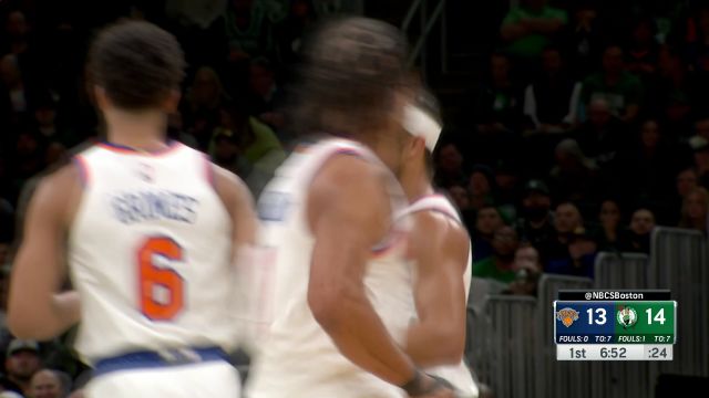 【2023年11月14日 尼克斯vs凯尔特人集锦】布伦森假意突破吸引防守 哈特底角长两分抬手就扔干脆利落