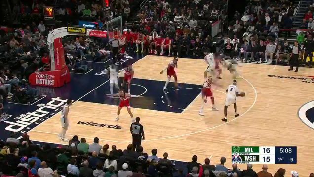 【2023年11月21日】NBA常规赛：雄鹿vs奇才第1节英文原声录像回放