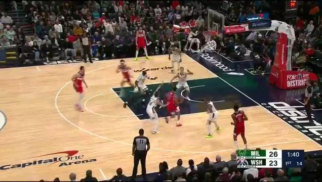 【2023年11月21日】NBA常规赛：雄鹿vs奇才第1节中文解说录像回放