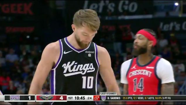 【2023年11月21日】NBA常规赛：国王vs鹈鹕第1节英文原声录像回放