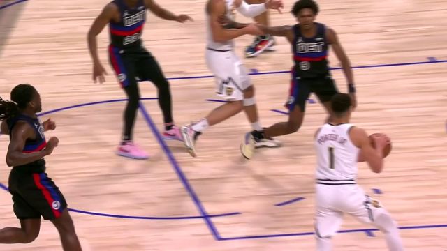 【2023年11月21日 掘金vs活塞集锦】遭遇当头棒喝 奥萨尔-汤普森镇守篮下空中拦截送出大帽