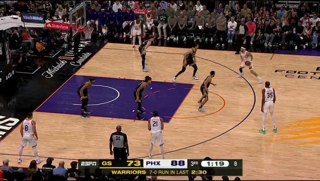 【2023年11月23日 勇士vs太阳集锦】止住勇士替补的进攻高潮 布克后撤步三分干脆利落