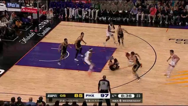 【2023年11月23日】NBA常规赛：勇士vs太阳第4节英文原声录像回放