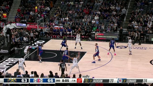 【2023年11月28日 掘金vs快船集锦】进攻极具侵略性 小乔丹强势冲击内线造成2+1