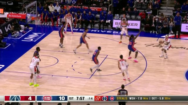 【2023年11月28日 奇才vs活塞集锦】从容防守无惧干扰 阿弗迪亚底角接球打成3+1