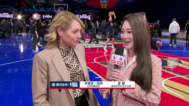 【2023年12月10日 步行者vs湖人集锦】赛前孟超采访多丽丝-伯克：“哈利波特”与球队的匹配在联盟中独树一帜