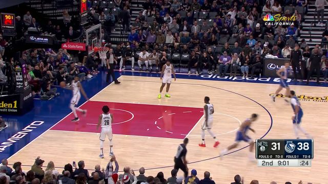 【2023年12月12日 篮网vs国王集锦】信心爆表接球就甩 蒙克大号三分箭正中靶心