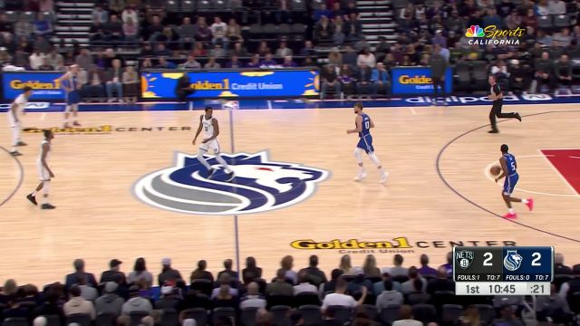 【2023年12月12日 篮网vs国王集锦】双人配合打穿防线 福克斯连线萨博尼斯上篮得手