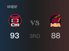 公牛三节领先热火，巴特勒得到17分，武切维奇得到22分