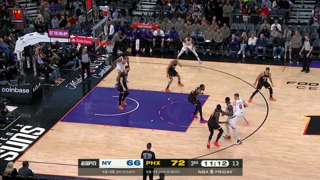 【2023年12月16日 尼克斯vs太阳集锦】配合默契！巴雷特假动作晃开防守击地妙传助攻希姆斯干拔暴扣