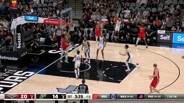 【2023年12月18日 鹈鹕vs马刺集锦】优秀的滞空能力 墨菲空中顶开科林斯高打板得手