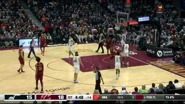 【2023年12月21日】NBA常规赛：爵士vs骑士第1节中文解说录像回放