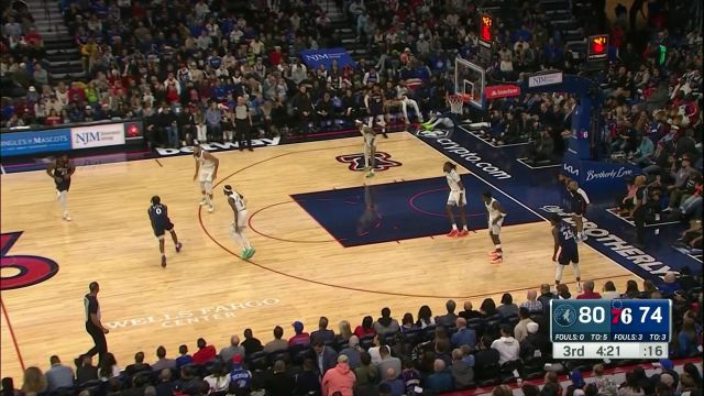 【2023年12月21日 森林狼vs76人集锦】他逃他追插翅难飞！恩比德老谋深算一个回环起跳造成戈贝尔犯规