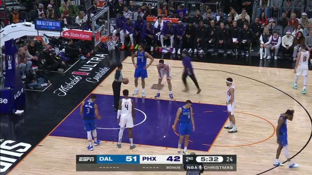 【2023年12月26日】独行侠vs太阳第2节英文原声录像回放