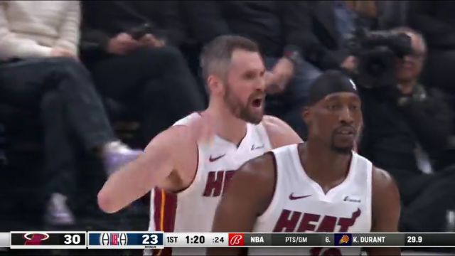 【2024年01月02日】NBA常规赛：热火vs快船第1节英文原声录像回放