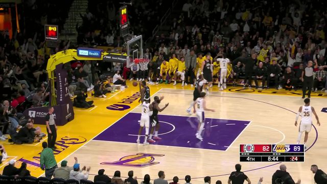 【2024年01月08日 快船vs湖人集锦】不辱使命！ 拉塞尔接球三分命中帮助球队拉开分差