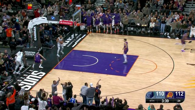 【2024年01月08日 灰熊vs太阳集锦】如疾风骤雨势不可挡！布克抢下防守篮板反击上篮命中