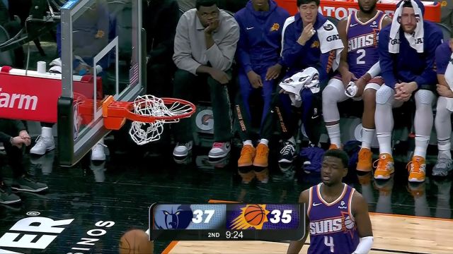 【2024年01月08日 灰熊vs太阳集锦】灰熊vs太阳五佳球 KD直杀禁区迎着3J完成双手隔扣