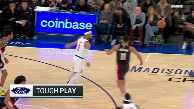 【2024年01月10日 开拓者vs尼克斯集锦】曼巴式漂移投篮 兰德尔无解飘移中投打出气势