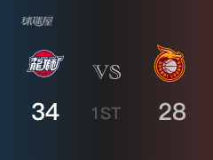 CBA常规赛：首节结束，广州以34-30领先山西，李炎哲8分7篮板