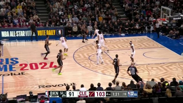 【2024年01月12日 篮网vs骑士集锦】假手递手骗过众人 克拉克斯顿冲入禁区双臂重扣