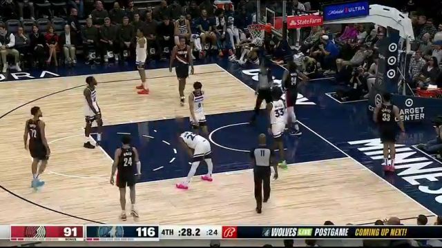 【2024年01月13日】开拓者vs森林狼第4节中文解说录像回放