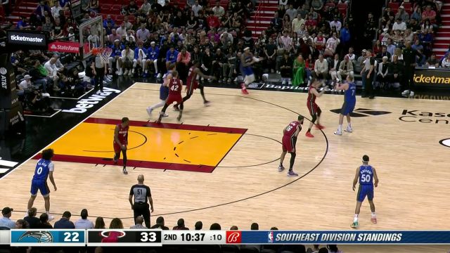 【2024年01月13日 魔术vs热火集锦】粗中有细！大瓦格纳突破秀技术 低手细腻上篮得手拿下2+1