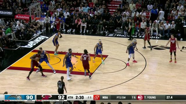 【2024年01月13日 魔术vs热火集锦】主打一个豪横！阿德巴约转身突破直接暴起 无视大瓦防守完成暴扣