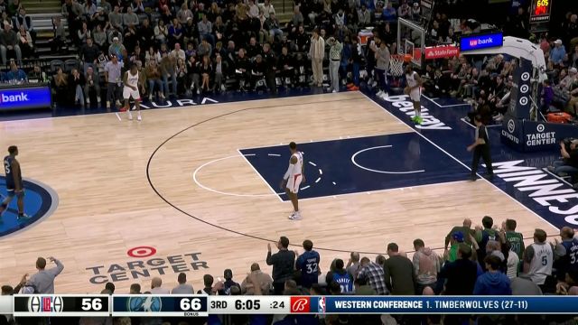 【2024年01月15日 快船vs森林狼集锦】戈贝尔篮下大帽威少 森林狼顺势反击沃克命中三分