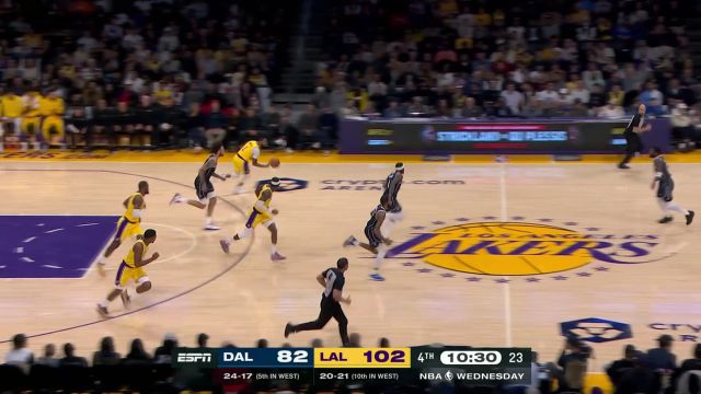 【2024年01月18日 独行侠vs湖人集锦】发推之后手感热的不像话 拉塞尔突施冷箭再次命中三分