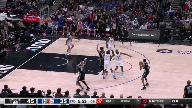 【2024年01月22日 篮网vs快船集锦】篮网114-125快船 四巨头合砍80分布里奇斯26+6快船主场强势逆转篮网