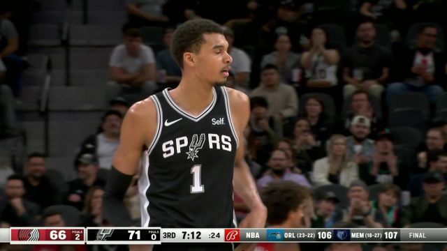 【2024年01月27日 开拓者vs马刺集锦】补防早已来不及！索汉刚柔并济突破上篮打成2+1