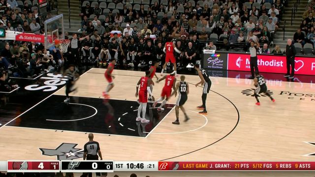 【2024年01月27日 开拓者vs马刺集锦】沿底线突破竟如此随意 瓦塞尔点飞塞布尔滑翔劈扣打成2+1