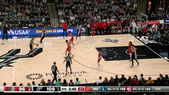 【2024年01月27日 开拓者vs马刺集锦】终场哨声还未响起怎能轻言放弃 西蒙斯反击上篮仍有胜利希望