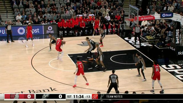 【2024年01月27日 开拓者vs马刺集锦】早早祭出了看家本领 艾顿接球中投稳稳命中