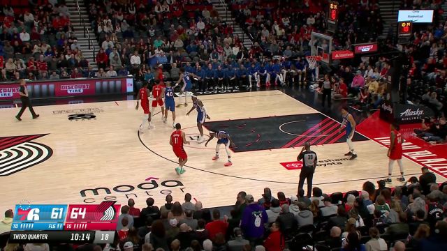 【2024年01月30日 76人vs开拓者集锦】进攻绝对大杀招！布罗格登妙传空切顺下的艾顿暴扣得手肆虐篮筐