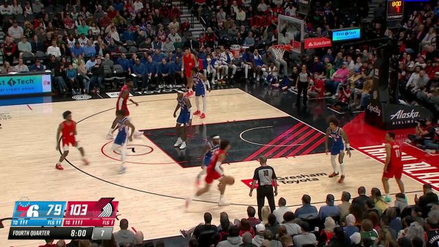 【2024年01月30日 76人vs开拓者集锦】绝对的球场指挥官！布罗格登突破分球艾顿篮下轻松吃饼收下2分