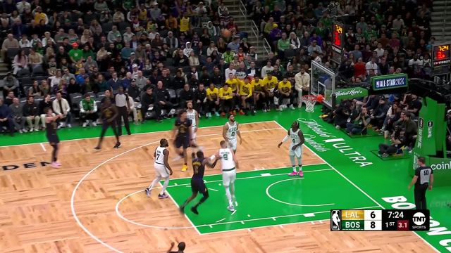 【2024年02月02日 湖人vs凯尔特人集锦】外线手感滚烫！ 里夫斯外线接球超远三分稳稳命中