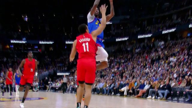 【2024年02月03日 开拓者vs掘金集锦】约基奇四分卫长传 波普快速反击一条龙暴扣得手