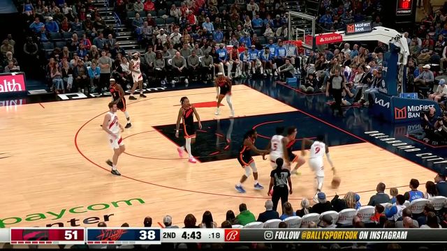 【2024年02月05日 猛龙vs雷霆集锦】面对防守丝毫不惧！ 巴雷特强硬突破上篮命中