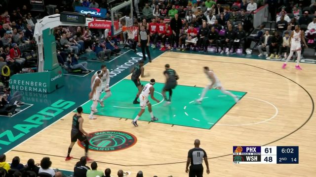 【2024年02月05日 太阳vs奇才集锦】中投对杜兰特来讲就像投篮训练 库利巴利反击上篮偏出加福德跟进补扣