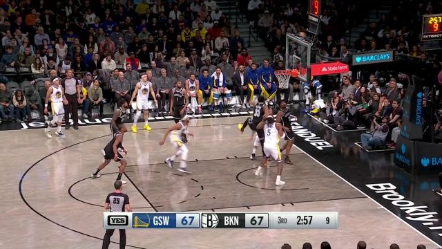 【2024年02月06日 勇士vs篮网集锦】单场第6记盖帽到手 克拉克斯顿单臂擎天大帽桑托斯