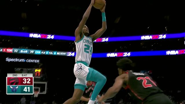 【2024年02月08日 猛龙vs黄蜂集锦】完全无视防守！布兰登-米勒顺步突破摆脱防守一飞冲天暴扣得手