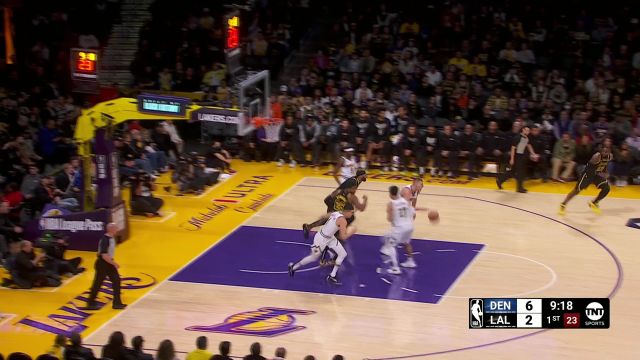 【2024年02月09日 掘金vs湖人集锦】约老师吸引防守火力精准分球 小波特踩线长两分轻松收入囊中