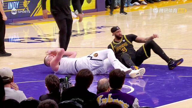 【2024年02月09日 掘金vs湖人集锦】约基奇抬腿绊倒浓眉！湖人主场球迷狂骂裁判