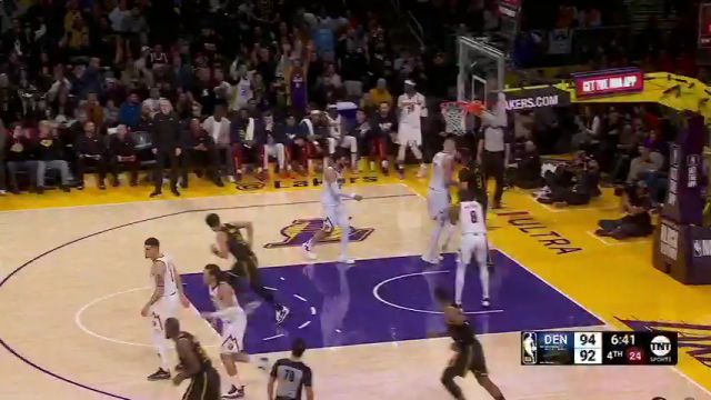 【2024年02月09日 掘金vs湖人集锦】给的高但是接得住！浓眉心领神会弹地而起单臂砸扣