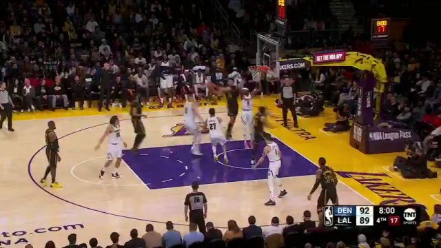 【2024年02月09日 掘金vs湖人集锦】第四节的亮点！海耶斯飞天暴扣振臂怒吼气势如虹