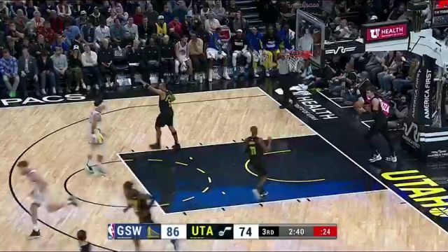 【2024年02月13日】NBA常规赛：勇士vs爵士第3节英文原声录像回放