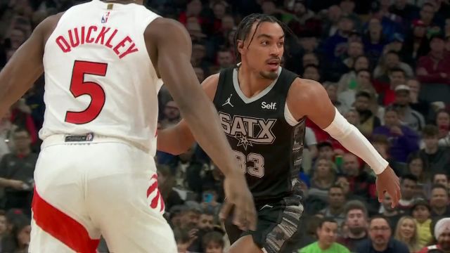 【2024年02月13日 马刺vs猛龙集锦】摧毁一切防守！文班亚马快攻篮下接琼斯妙传一飞冲天空接暴扣